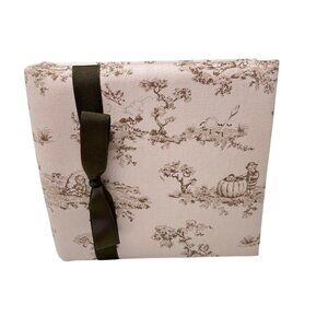 Pink Brown Toile Padded Fabric Photo Album Bow Holds 200 4x6 Photos Gift Baby